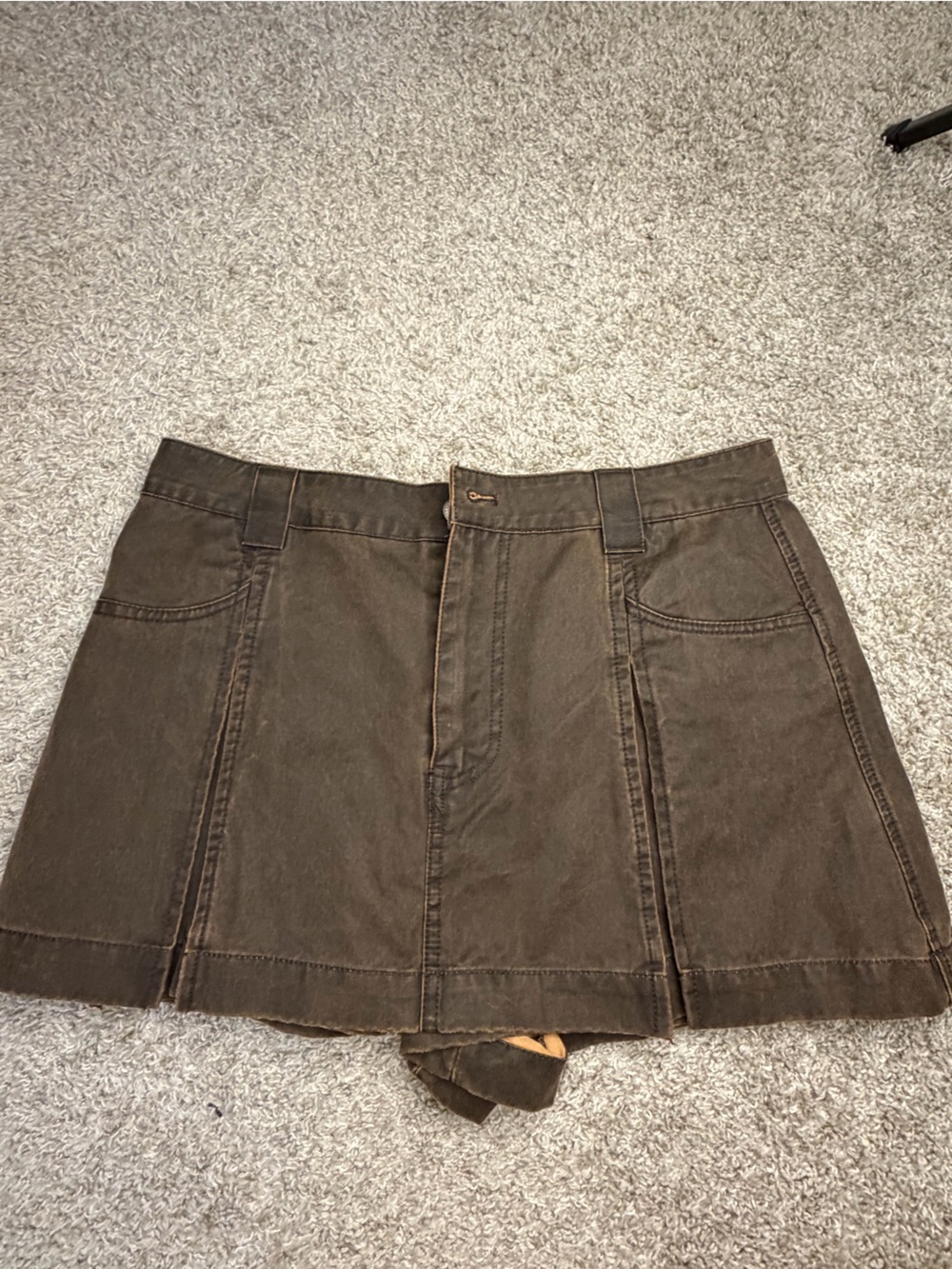 Like New! Zara Brown Canvas Mini Skirt Skort Size M